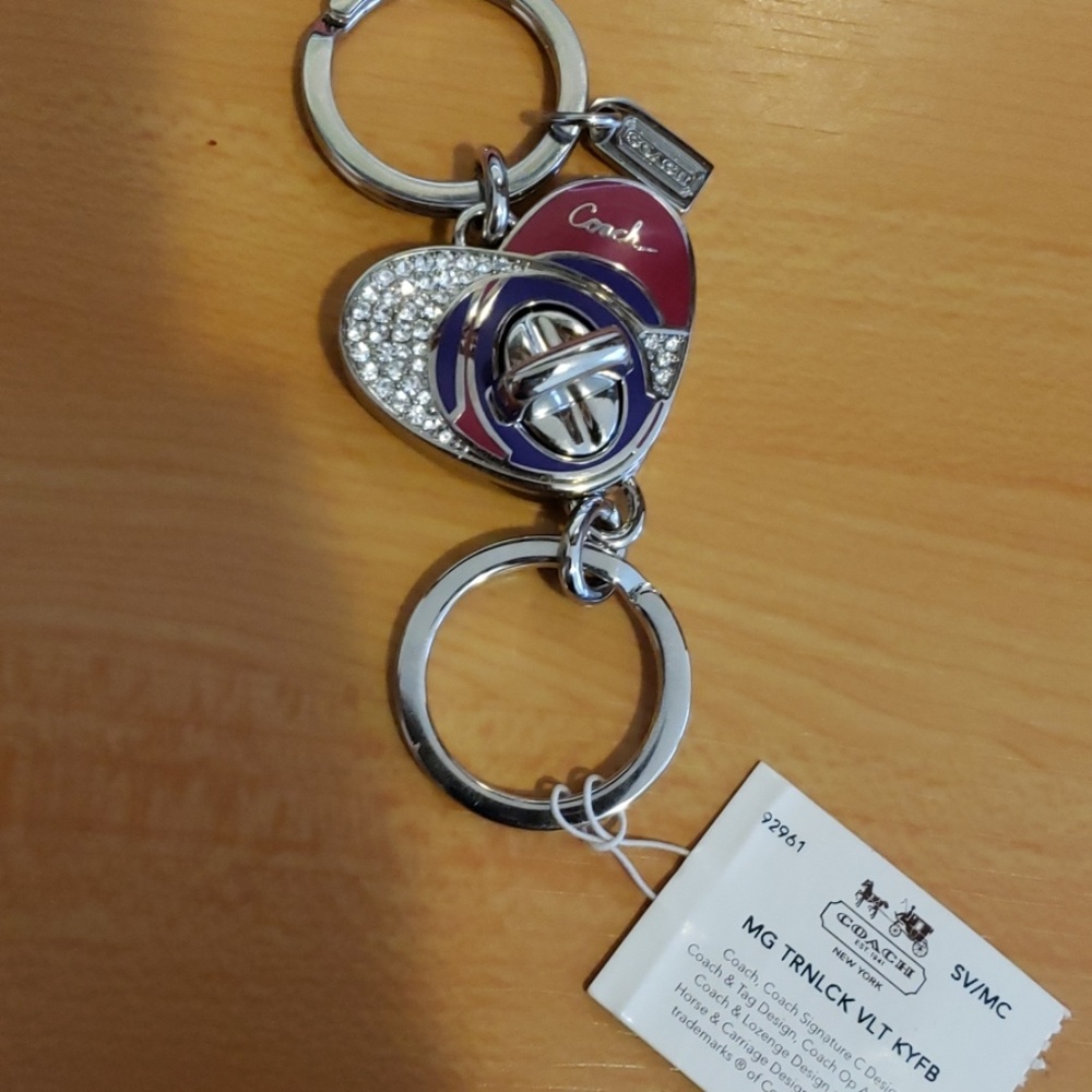 NWT Coach Swarovski Pave Crystal Heart Keychain